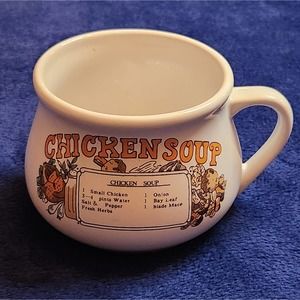 Stoneware “Chicken Soup” Vintage 16oz. Handle Soup Mug Bowl‎ Cup